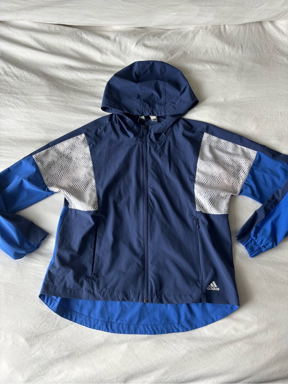 Adidas Blue Hooded Windbreaker Jacket Size M